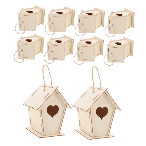 OFFSCH 12 Stück Teiliges DIY Vogelhaus Bastelset für Natürlichem Einfach Zusammenbaubar Bemalbar zum Aufhängen im Garten Fördert Kreativität und Naturbeobachtung Eltern Junge Mädchen von OFFSCH
