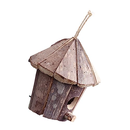 1Stk Massivholz Vogelhaus Wohnkultur Ornament schlafendes Nest Hausschmuck Vögel liefert Vogelhaus aus Holz drinnen schmücken mit Seil das Vogelnest Dekorationen hölzern von OFFSCH