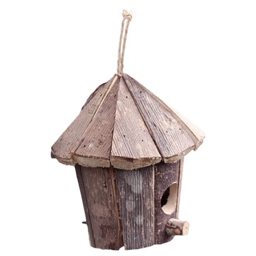 OFFSCH Handgefertigter Vogelhäuschen Aus Holz Mit Seil Für Papageien Lerchen Vögel Gartendekoration Heimtierbedarf von OFFSCH