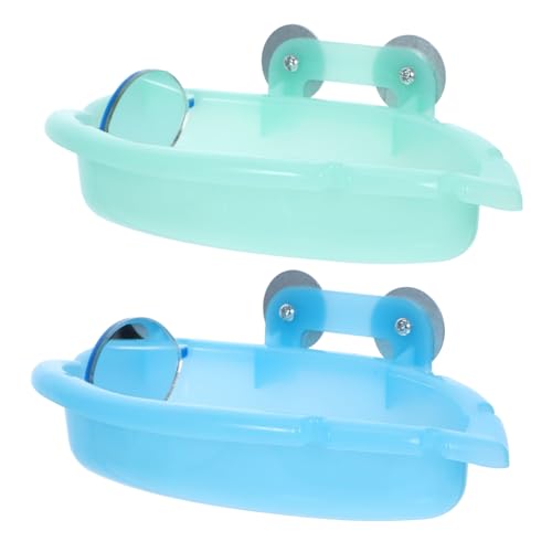 OFFSCH Käfig 2 Pack Papagei Badewanne Mit Spiegel Vogel Badewanne Papagei Bad Box von OFFSCH