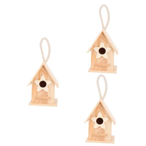 OFFSCH 3 Stücke Handwerkskunst Vogelnest Holz Vögel Nistplatz Bemalten Nest Garten Decor Vogelhaus Für Hinterhof von OFFSCH