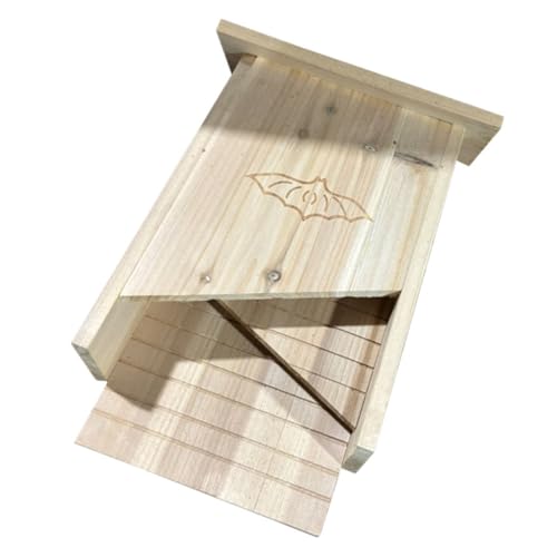 OFFSCH Fledermaushaus Handgefertigt Aus Holz Einfach Als Dekoration Für Den Hof Fledermausunterschlupf Für Den Außenbereich von OFFSCH