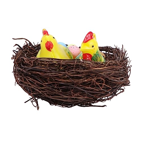 OFFSCH Ostern Vogelnest Vogelhaus Aus Rattan Geflochtene Vogelnester Pastellfarbene Dekorative Ostereier Gastgeschenke Für Ostern Gartenvogel Partybedarf Behaart Styropor von OFFSCH