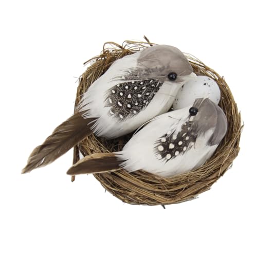 OFFSCH Künstliches Vogelnest Mit Vogel Holzoptik Dekoration Für Baum Klein Simulation Ornament Basteln Foto-Requisite Naturstil Verschönern von OFFSCH