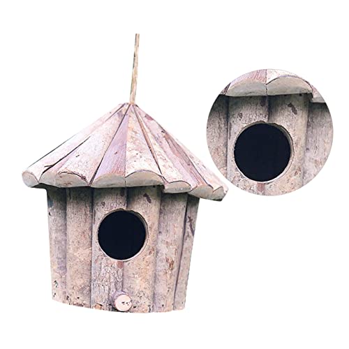 OFFSCH Holz Vogelhaus Rund Kreativer Anhänger Für Haus Und Garten Dekoration Simuliertes Vogelnest von OFFSCH