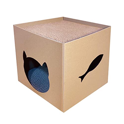Katze aus Karton, Kratzbox für Katzen im Innenbereich | Katzenspiel mit Kratzbaum, Kratzspielzeug für Katzen und Kätzchen Cipliko von OFFSUM