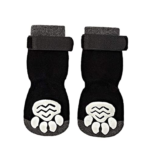 Rutschfeste Socken für Hunde – 4 rutschfeste Hundesocken, doppelseitig, Pfotenschutz mit verstellbarem Riemen für Pudel, Beagle, alle, Welpen Cipliko von OFFSUM