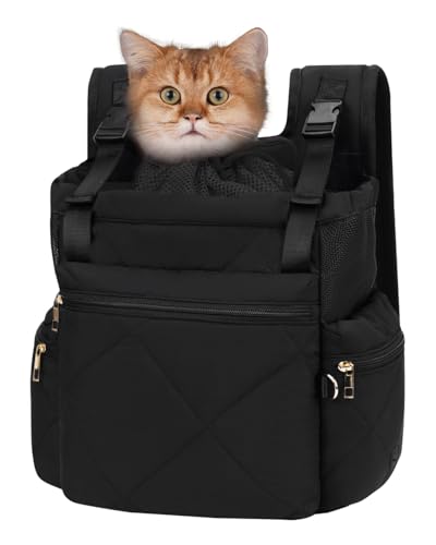 OFY Katzentragetasche, Puffy Rucksack, atmungsaktiv, für kleine Hunde, großer Platz für kleine Hunde, Kordelzug & wasserabsorbierende Haustiertasche für Reisen, Wandern, Schwarz zum Patent angemeldet OFY Katzentragetasche, Puffy Rucksack, atmungsaktiv, für kleine Hunde, großer Platz für kleine Hunde, Kordelzug & wasserabsorbierende Haustiertasche für Reisen, Wandern, Schwarz zum Patent angemeldet von OFY