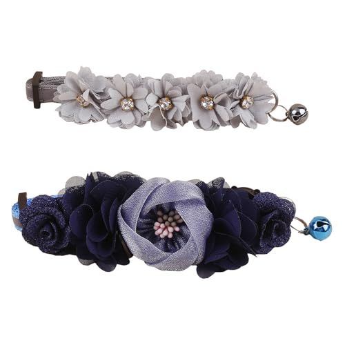 Katzenhalsband mit Glöckchen und abnehmbarer Blumenfliege, verstellbar, für Mädchen, Kätzchen, Welpen, kleine Katzen, Hunde, tägliche Dekoration (XQ10-2) von OGEFOTED