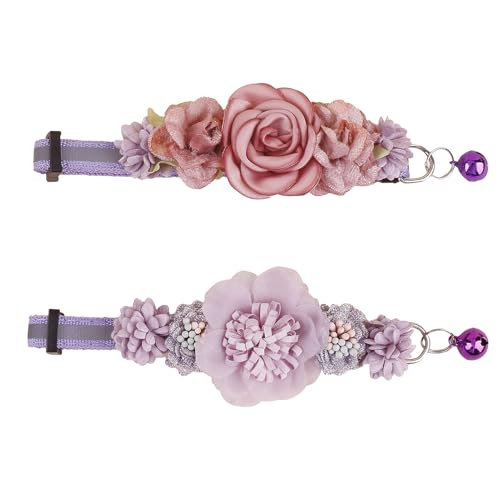 Katzenhalsband mit Glöckchen und abnehmbarer Blumenfliege, verstellbar, für Mädchen, Kätzchen, Welpen, kleine Katzen, Hunde, tägliche Dekoration (XQ10-3) von OGEFOTED