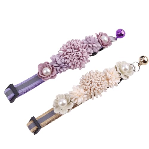 Katzenhalsband mit Glöckchen und abnehmbarer Blumenfliege, verstellbar, für Mädchen, Kätzchen, Welpen, kleine Katzen, Hunde, tägliche Dekoration (XQ10-6) von OGEFOTED