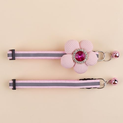 Katzenhalsband mit Glöckchen und abnehmbarer Blumenfliege, verstellbar, für Mädchen, Kätzchen, Welpen, kleine Katzen, Hunde, tägliche Dekoration (XQ7-10) von OGEFOTED