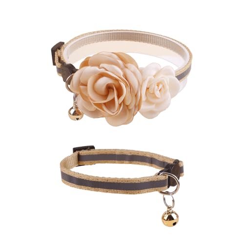 Katzenhalsband mit Glöckchen und abnehmbarer Blumenfliege, verstellbar, für Mädchen, Kätzchen, Welpen, kleine Katzen, Hunde, tägliche Dekoration (XQ7-3) von OGEFOTED