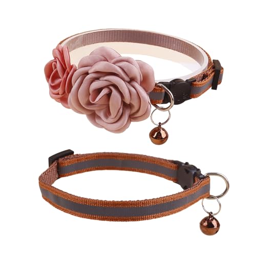 Katzenhalsband mit Glöckchen und abnehmbarer Blumenfliege, verstellbar, für Mädchen, Kätzchen, Welpen, kleine Katzen, Hunde, tägliche Dekoration (XQ7-4) von OGEFOTED