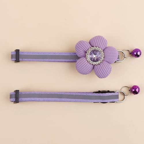 Katzenhalsband mit Glöckchen und abnehmbarer Blumenfliege, verstellbar, für Mädchen, Kätzchen, Welpen, kleine Katzen, Hunde, tägliche Dekoration (XQ7-6) von OGEFOTED