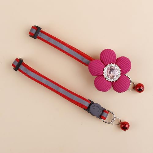 Katzenhalsband mit Glöckchen und abnehmbarer Blumenfliege, verstellbar, für Mädchen, Kätzchen, Welpen, kleine Katzen, Hunde, tägliche Dekoration (XQ7-8) von OGEFOTED