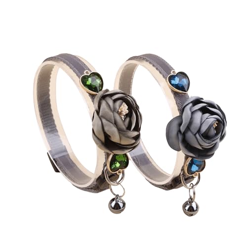 Katzenhalsband mit Glöckchen und abnehmbarer Blumenfliege, verstellbar, für Mädchen, Kätzchen, Welpen, kleine Katzen, Hunde, tägliche Dekoration (XQ9-10) von OGEFOTED