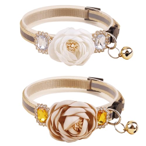 Katzenhalsband mit Glöckchen und abnehmbarer Blumenfliege, verstellbar, für Mädchen, Kätzchen, Welpen, kleine Katzen, Hunde, tägliche Dekoration (XQ9-4) von OGEFOTED