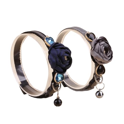Katzenhalsband mit Glöckchen und abnehmbarer Blumenfliege, verstellbar, für Mädchen, Kätzchen, Welpen, kleine Katzen, Hunde, tägliche Dekoration (XQ9-6) von OGEFOTED