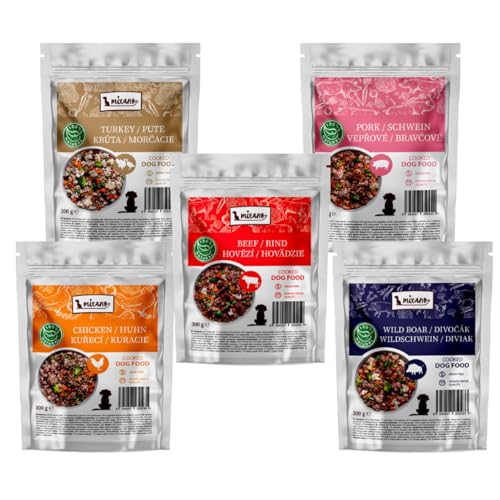 OGF® MIXÁNO zur Speisekammer: Mix 5er (5x300g) hochwertiges, ausgewogenes Nassfutter für Hunde, Welpen, kleine und mittelgroße Hunde, haltbar ohne Konservierungsstoffe Hunde mit empfindlichem Magen von OGF