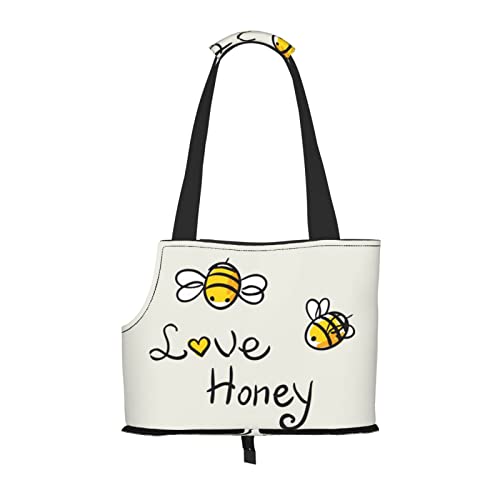 Bee Love Honey Faltbare Hundetragetasche, Tragetasche, geeignet für Welpen, kleine Hunde und Katzen für Outdoor-Reisen von OGNOT