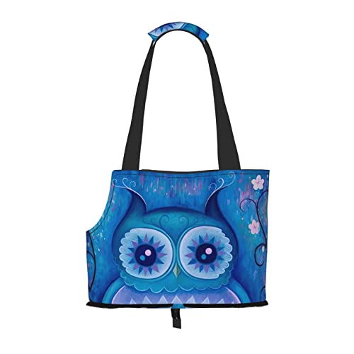 Blaue Eule Faltbare Hundetragetasche Geldbörse Tasche Geeignet für Welpen, kleine Hunde und Katzen für Outdoor Reisen von OGNOT