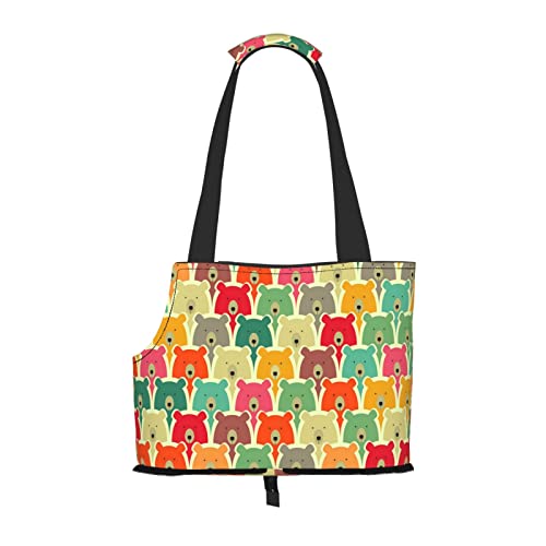 Colorful Bears Faltbare Hundetragetasche, geeignet für Welpen, kleine Hunde und Katzen für Outdoor-Reisen von OGNOT