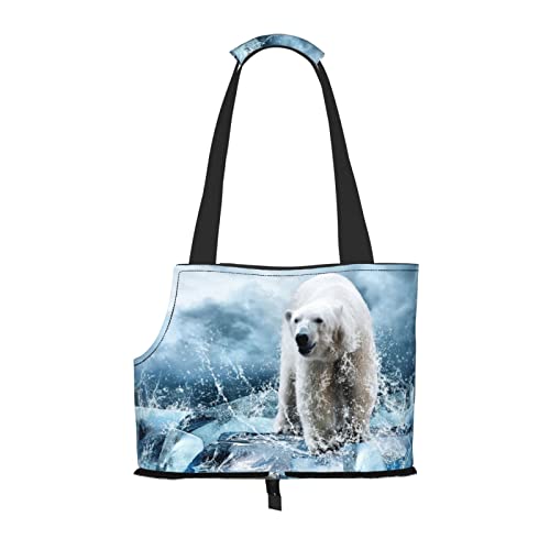 Cool Animal Weiß Eisbär Faltbare Hundetragetasche Geldbörse Tasche Geeignet für Welpen, kleine Hunde und Katzen für Outdoor Reisen von OGNOT