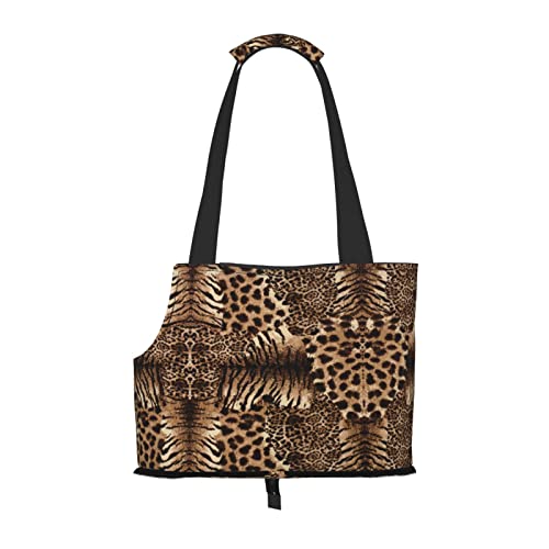Hundetragetasche mit Leopardenmuster, faltbar, geeignet für Welpen, kleine Hunde und Katzen für Outdoor-Reisen von OGNOT