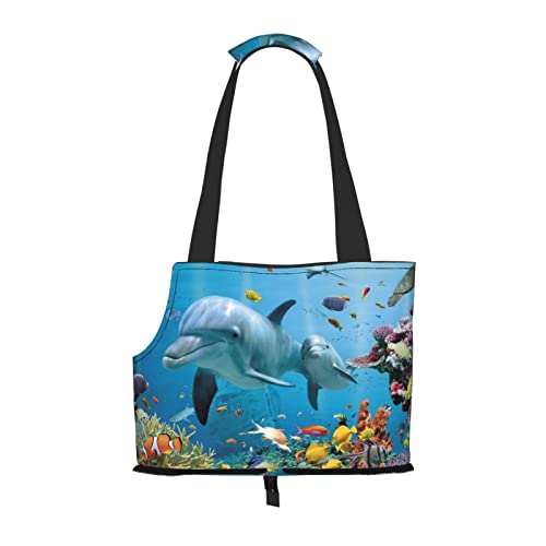 Ocean Dolphin Looking at You Portable Small Dog/Cat Soft Side Pet Tote Bag for U-Bahn/Shopping/Hiking/Traveling von OGNOT