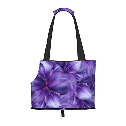 Purple Lily Flowers Faltbare Hundetragetasche, Tragetasche, geeignet für Welpen, kleine Hunde und Katzen für Outdoor-Reisen von OGNOT