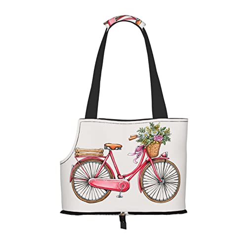 Retro Rot Fahrrad Faltbare Hundetragetasche Geldbörse Tasche Geeignet für Welpen, kleine Hunde und Katzen für Outdoor Reisen von OGNOT
