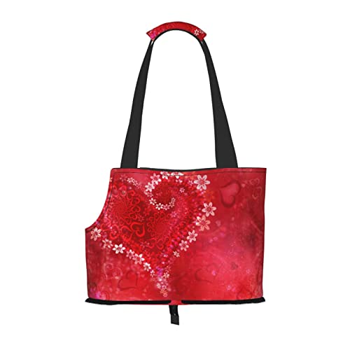 Valentinstag Herz Blume Faltbare Hundetragetasche Geldbörse Tragetasche Geeignet für Welpen, kleine Hunde und Katzen für Outdoor Reisen Valentinstag Herz Blume Faltbare Hundetragetasche Geldbörse Tragetasche Geeignet für Welpen, kleine Hunde und Katzen für Outdoor Reisen von OGNOT