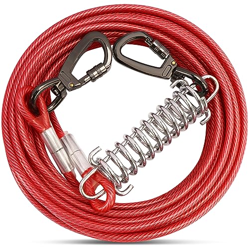 Tie Out Leinen für Hunde,Leinen mit Stoßdämpfender Feder,3-15m, Hofleine Leinen für Hunde,Hundeleine für den Hof(Rot,9M Tie Out Leinen für Hunde,Leinen mit Stoßdämpfender Feder,3-15m, Hofleine Leinen für Hunde,Hundeleine für den Hof(Rot,9M von OH-JEWPHX