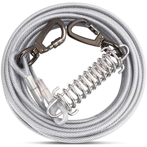 Tie Out Leinen für Hunde,Leinen mit Stoßdämpfender Feder,3-15m, Hofleine Leinen für Hunde,Hundeleine für den Hof(Silbrig,6M Tie Out Leinen für Hunde,Leinen mit Stoßdämpfender Feder,3-15m, Hofleine Leinen für Hunde,Hundeleine für den Hof(Silbrig,6M von OH-JEWPHX