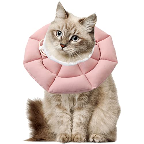OHCOZZY Halskrause Katze mit Verstellbarem Bund, Weiches Katzenkragen mit Anti-Leck-Funktion, Nach der Operation Haustier Schutzkragen (Größe M, Rosa) von OHCOZZY