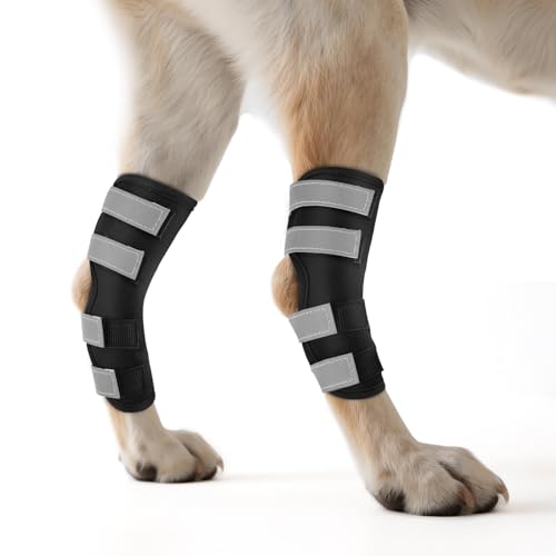 OHCOZZY Hinterbeinbandage für Hunde 2 Einheiten mit reflektierenden Riemen, leckschutz Hund hinterbein, Hundebandagen für Wickel Wunde Verletzung und Verstauchung Heilung,L von OHCOZZY