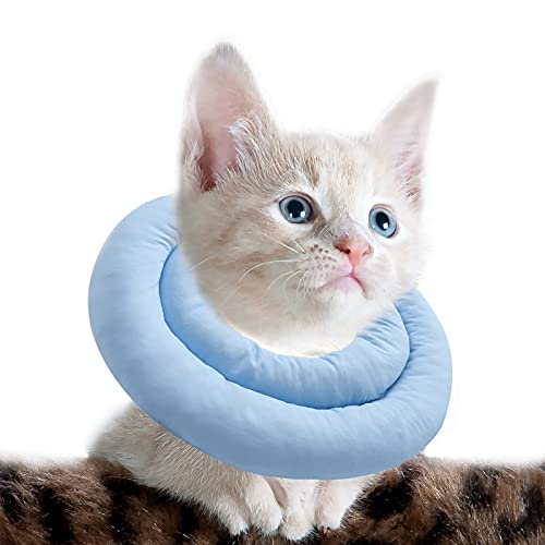 OHCOZZY Halskrause Katze mit Verstellbarem Bund, Weiches Katzenkragen mit Anti-Leck-Funktion, Nach der Operation Haustier Schutzkragen(Größe M, Hellblau) von OHCOZZY