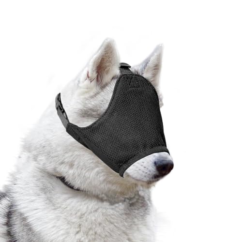 Ohcozzy Beruhigende Augenmaske für Hunde mit weichem, flexiblem Stoff, verstellbare Haustiermaske, Maulkorb für Hundepflege, gegen Autokrankheit (XL, Schwarz) von OHCOZZY