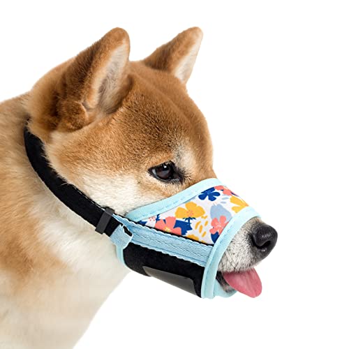Ohcozzy Maulkorb für Hunde, bedruckt, Anti-Beißen, Bellen, Kauen, Air-Mesh, atmungsaktiver Maulkorb für kleine, mittelgroße und große Hunde (L, blau) von OHCOZZY