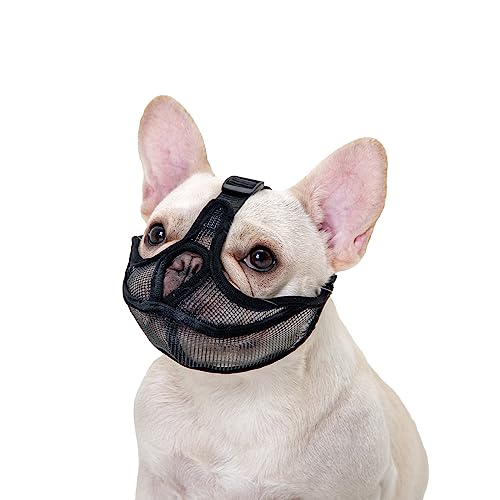 Ohcozzy Maulkorb für Hunde, mit kurzer Schnauze, bedeckt Nicht die Stirn, Bulldogge, verstellbar, atmungsaktives Netzgewebe, verhindert Beißen, Kauen, Bellen, Größe S, Schwarz Ohcozzy Maulkorb für Hunde, mit kurzer Schnauze, bedeckt Nicht die Stirn, Bulldogge, verstellbar, atmungsaktives Netzgewebe, verhindert Beißen, Kauen, Bellen, Größe S, Schwarz von OHCOZZY
