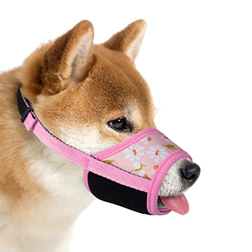 Ohcozzy Maulkorb für Hunde, weicher Nylon, Anti-Beißen, Bellen, Kauen für kleine, mittelgroße und große Hunde mit modischem Muster (XS, rosa) von OHCOZZY