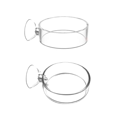 2 Stück Runde Transparente Acryl Fish Tank Feeder Gericht mit Saugnapf Klare Aquarium Shrimp Feeder Geschirr Tablett Behälter (60Mm) von OHEETU