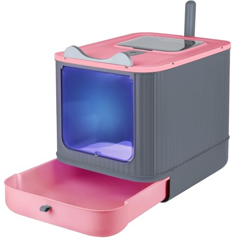 OHMG Geschlossene Katzentoilette, UV-Desinfektion, Große Faltbare Katzentoilette, mit Dachfenster, abnehmbares Tablett und Schaufel,Katzentoilette mit Deckel OHMG Geschlossene Katzentoilette, UV-Desinfektion, Große Faltbare Katzentoilette, mit Dachfenster, abnehmbares Tablett und Schaufel,Katzentoilette mit Deckel von OHMG