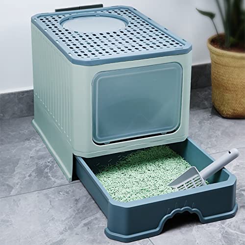 OHMG Katzenklo,Vollständig Geschlossene Katzentoilette mit Deckel Schubladentyp Desodorierende Cat Litter Box Gross Faltbare Katzen klo mit Haustier-Kunststoffschaufel,für Katzen bis 15 kg OHMG Katzenklo,Vollständig Geschlossene Katzentoilette mit Deckel Schubladentyp Desodorierende Cat Litter Box Gross Faltbare Katzen klo mit Haustier-Kunststoffschaufel,für Katzen bis 15 kg von OHMG