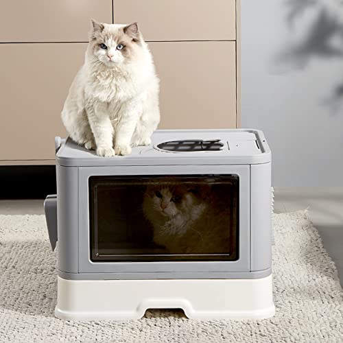 OHMG Katzenklo,Vollständig Geschlossene Katzentoilette mit Deckel Schubladentyp Desodorierende Cat Litter Box Gross Faltbare Katzen klo mit Haustier-Kunststoffschaufel,für Katzen bis 15 kg OHMG Katzenklo,Vollständig Geschlossene Katzentoilette mit Deckel Schubladentyp Desodorierende Cat Litter Box Gross Faltbare Katzen klo mit Haustier-Kunststoffschaufel,für Katzen bis 15 kg von OHMG