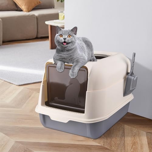OHMG Katzenklo,Vollständig Geschlossene Katzentoilette mit Deckel Schubladentyp Desodorierende Cat Litter Box Gross Faltbare Katzen klo mit Haustier-Kunststoffschaufel,für Katzen bis 15 kg OHMG Katzenklo,Vollständig Geschlossene Katzentoilette mit Deckel Schubladentyp Desodorierende Cat Litter Box Gross Faltbare Katzen klo mit Haustier-Kunststoffschaufel,für Katzen bis 15 kg von OHMG