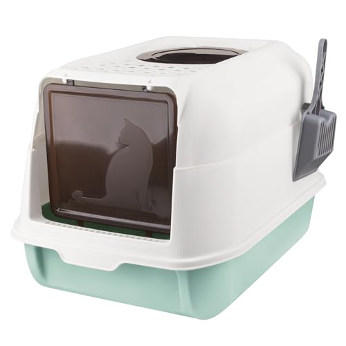 OHMG Katzentoilette mit Schaufel, geschlossenes Katzentoilette, abnehmbarer Rand, auslaufsicher, für ausgewachsene Katzen, Kätzchen, Kaninchen, BPA-frei, Öffnung oben OHMG Katzentoilette mit Schaufel, geschlossenes Katzentoilette, abnehmbarer Rand, auslaufsicher, für ausgewachsene Katzen, Kätzchen, Kaninchen, BPA-frei, Öffnung oben von OHMG