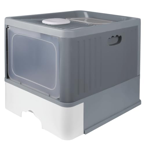 OHMG Katzentoilette mit Schaufel, geschlossenes Katzentoilettenhaus, abnehmbarer Rand, auslaufsicher, für erwachsene Katzen, Kätzchen, Kaninchen, BPA-frei, Öffnung oben, abnehmbares Tablett von OHMG