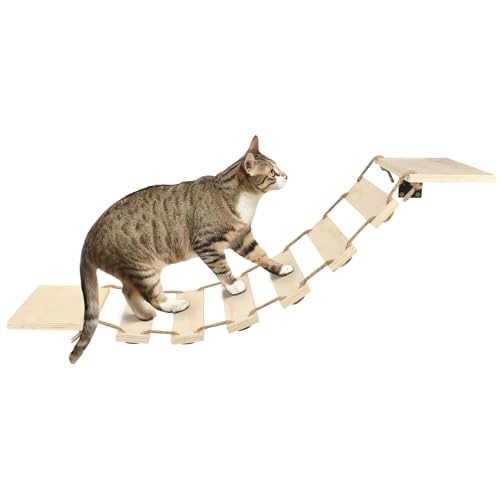 OHMG Klettergerüst für Katzen aus Sisalseil, Wandbrücke für Katzen, Kletterbrücke für Katzen, Klettergerüst für Wandbaum, Möbel für Katzen OHMG Klettergerüst für Katzen aus Sisalseil, Wandbrücke für Katzen, Kletterbrücke für Katzen, Klettergerüst für Wandbaum, Möbel für Katzen von OHMG
